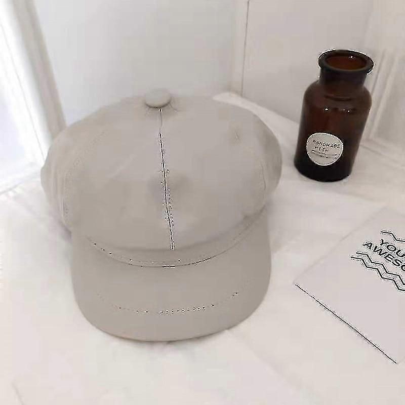 Vinter kvinnor Läder Basker Hattar, Flat Cap