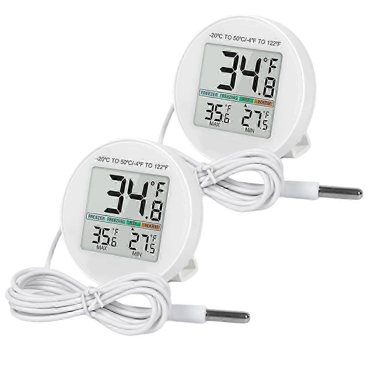 Refrigerator Thermometer 2 Pack, with External Sensor