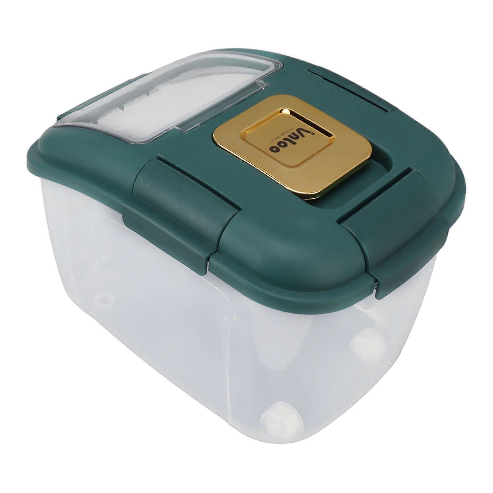 Rice Storage Box with Clear Cover Insect Proof Large Capacity Perfect Sealing Food Storage Container for Home Green 10KG