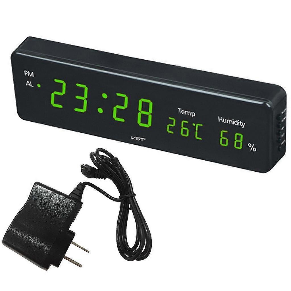 Multifunction Digital LED Alarm Clock Thermometer Humidity US Plug