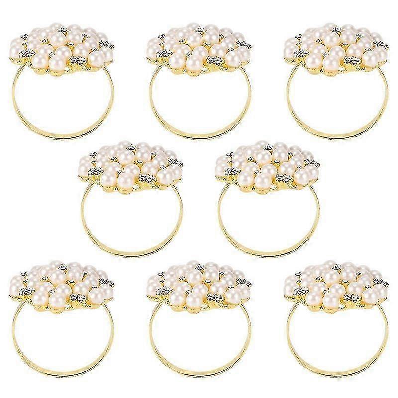 パールナプキンリング絶妙な合金ナプキンリングナプキンバックル8パック結婚式、ディナーパーティー、タブ用