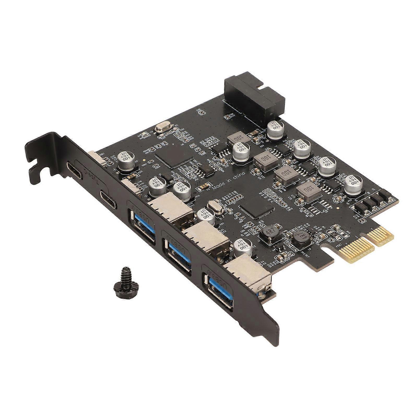 PCIE to Expansion USB 3.0 5Gpbs 3USB A 2USB C 19Pin Interface Motherboard Card Win OS X for Linux