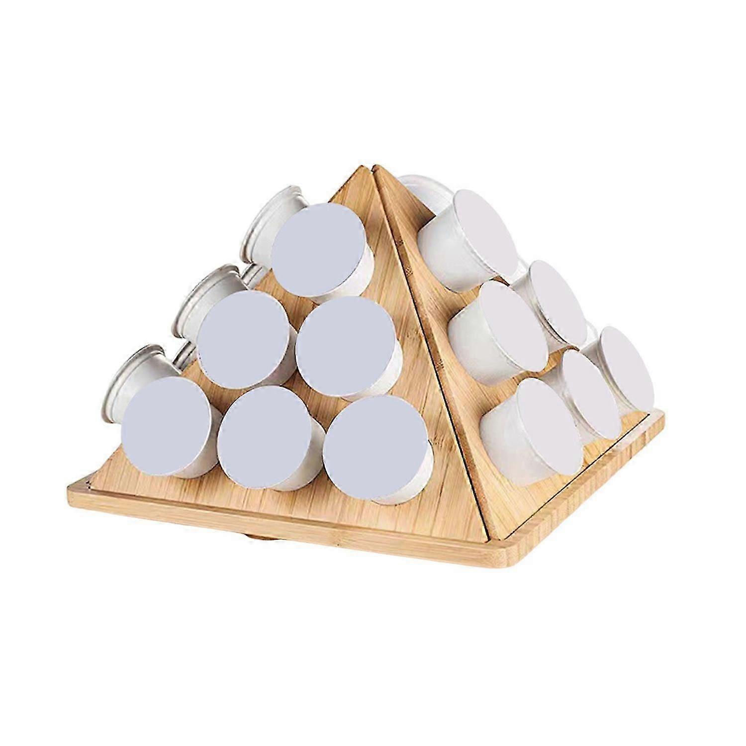 Bamboo Coffee Capsule Storage Rack 360-Degree Rotating Organizer Large Capacity High Stability