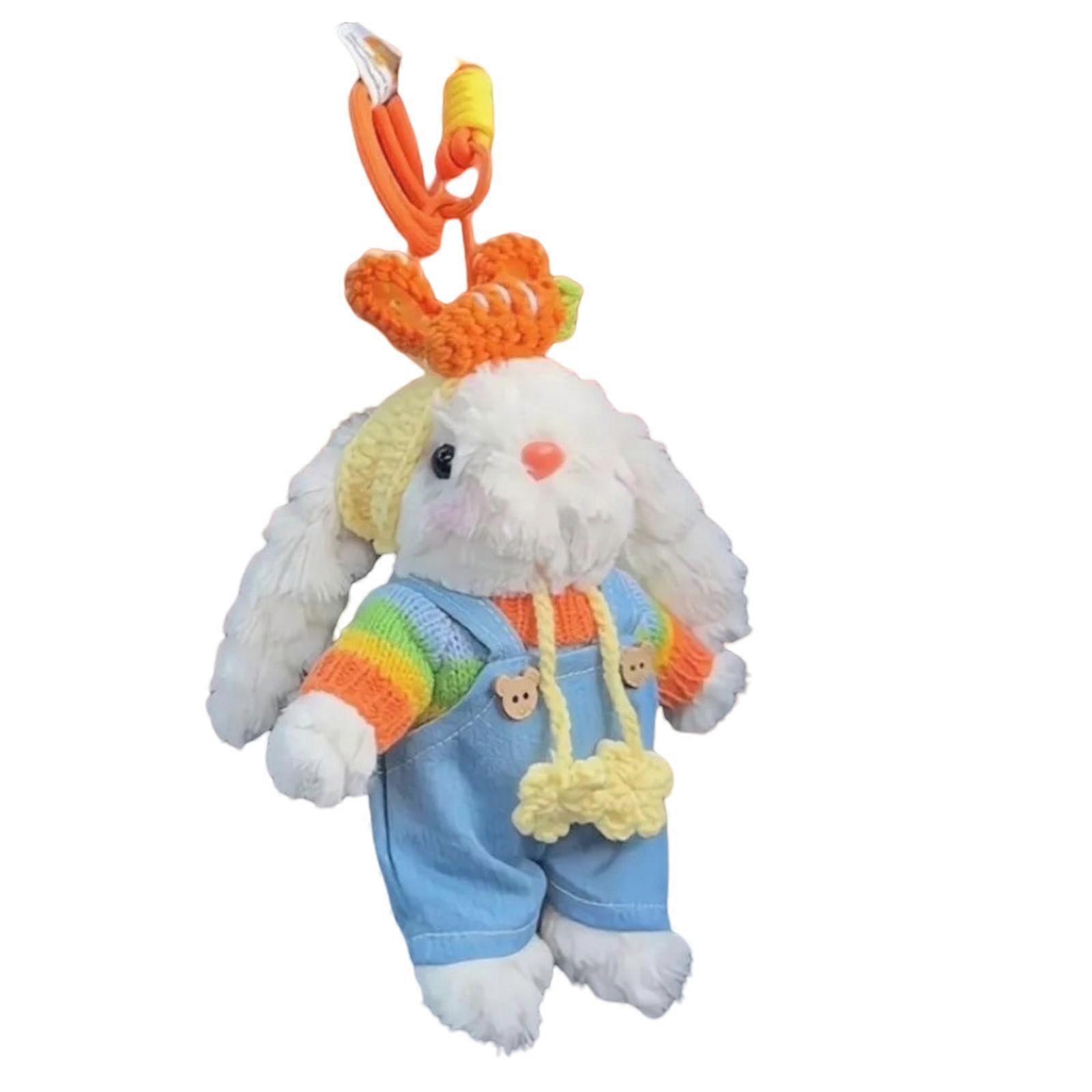 Rainbow Carrot Rabbit Keychain Soft Plush Key Chain Animal Pendant Keyring Hanging Decoration Stylish Bag Charm