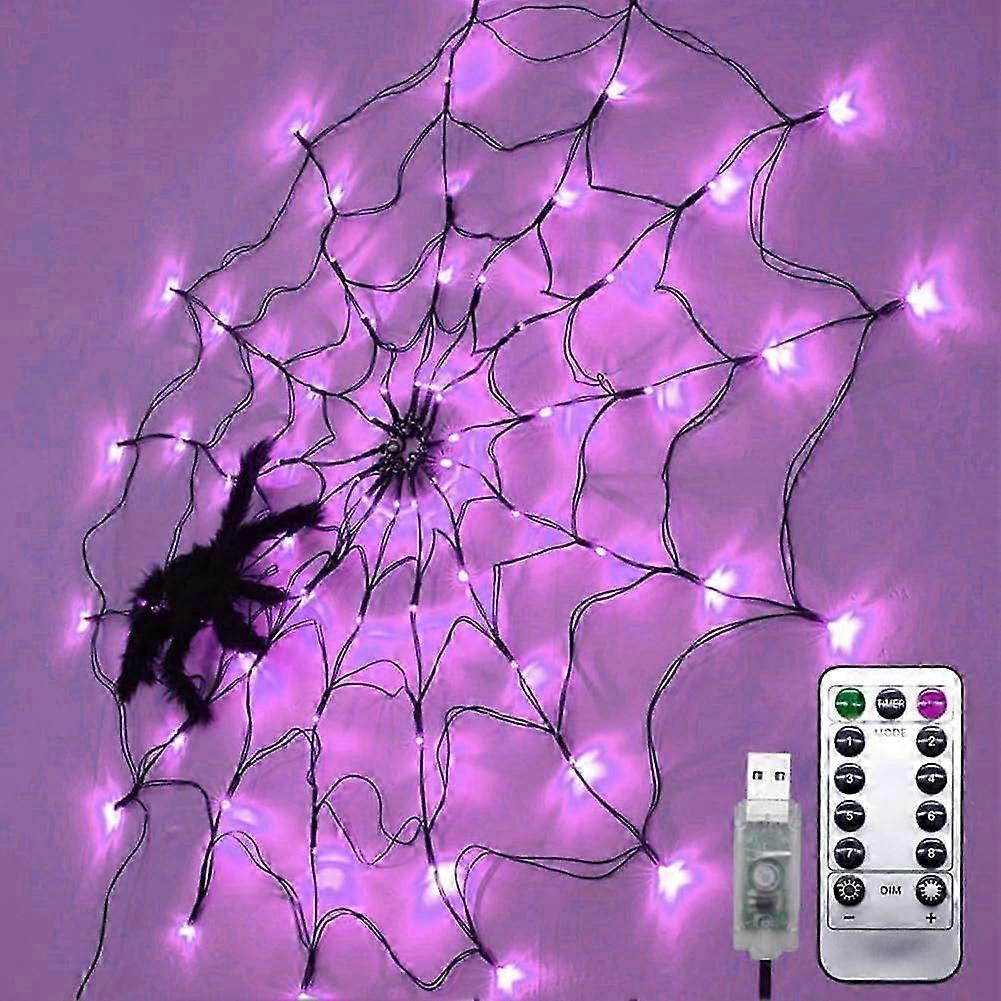 Halloween Decorations Spider Web Lights with Back Spider 70 LED 1m Halloween