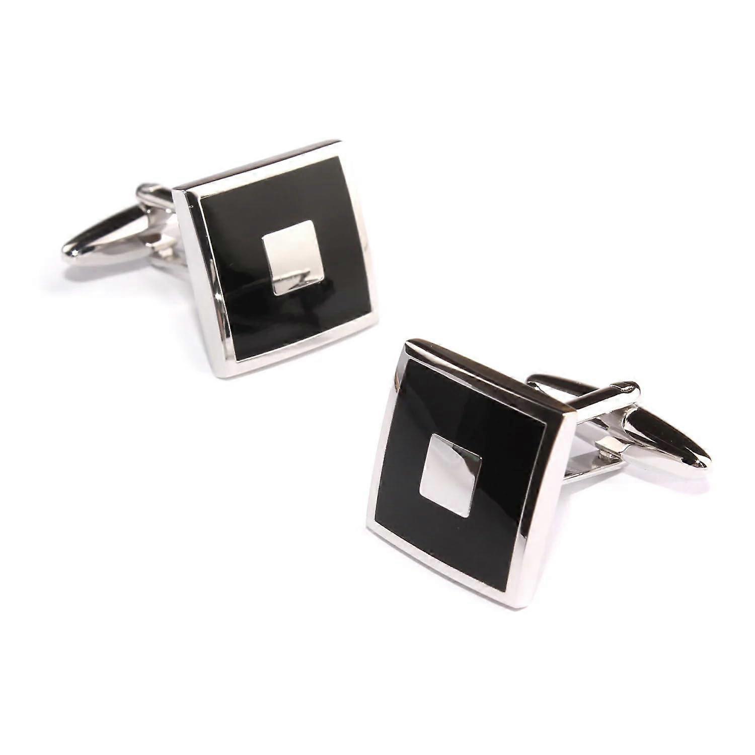 Scottish Connery Black Cufflinks Silver Rhodium Plating Links Cuff Mens Tuxedo Buttons Accessories Ref: 8782