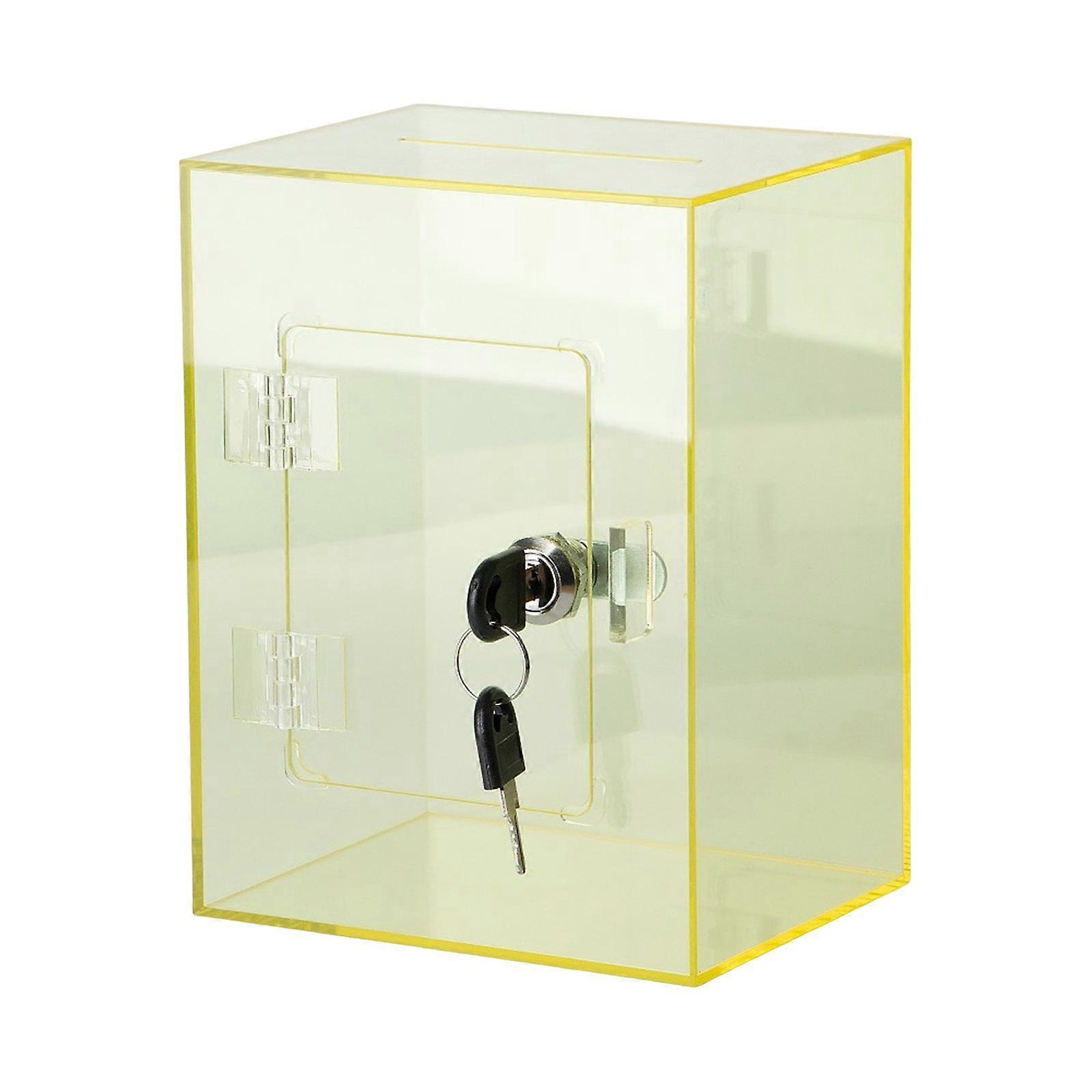 Durable Cube Designs Clear Piggy Banks For Kids Adults Secure Money Collector Box Including Access Key Money Saving Box Yellow