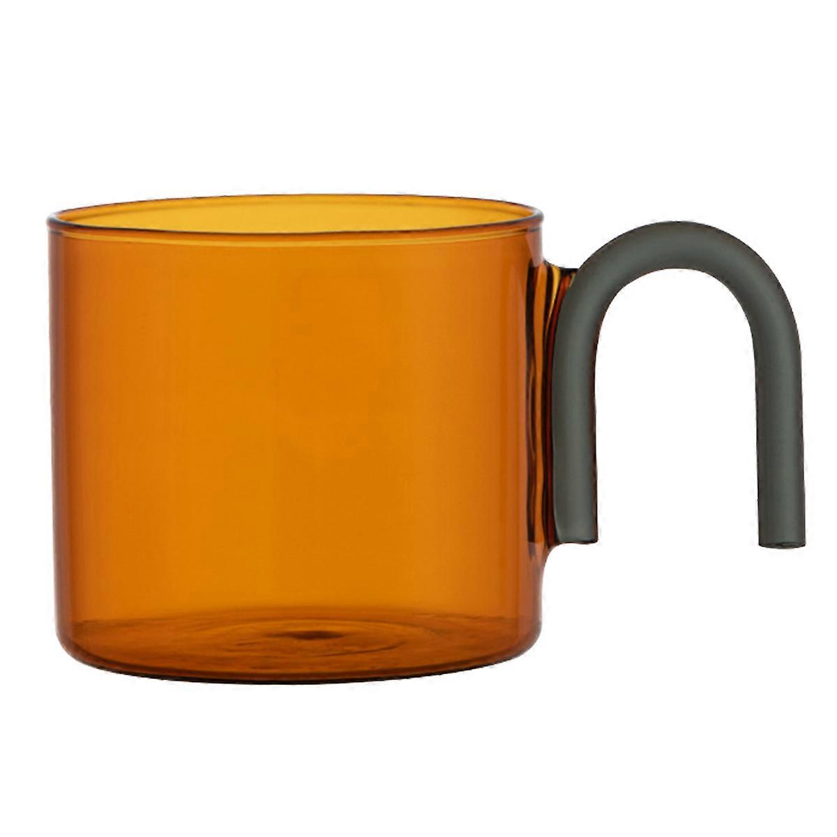 Heat Resistant Amber Glass Tea Mug with Comfortable Handle, Stylish Design for Home and Office Use