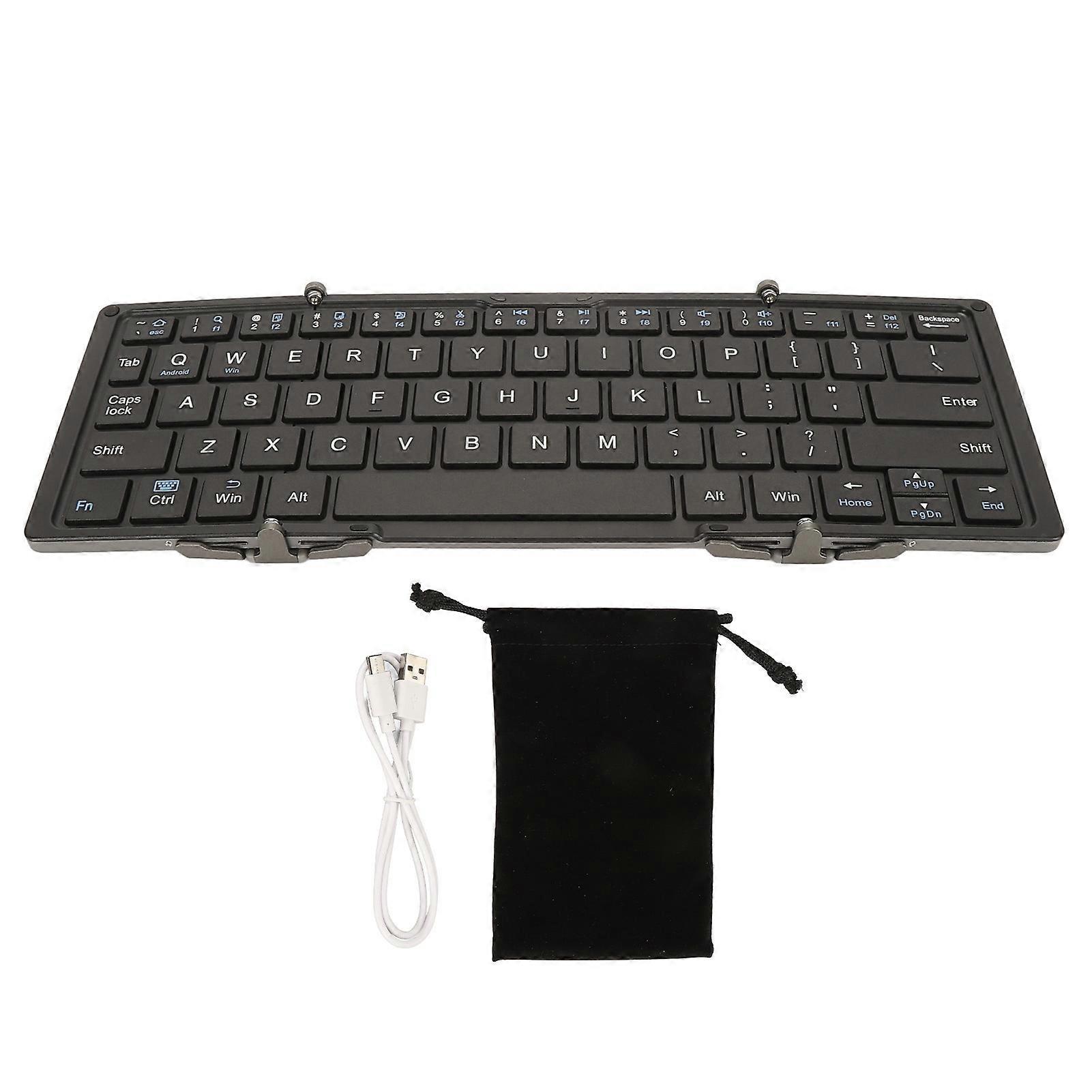 Portable Foldable Mini Wireless Bluetooth Keyboard for Mobile Phones and Laptops Black
