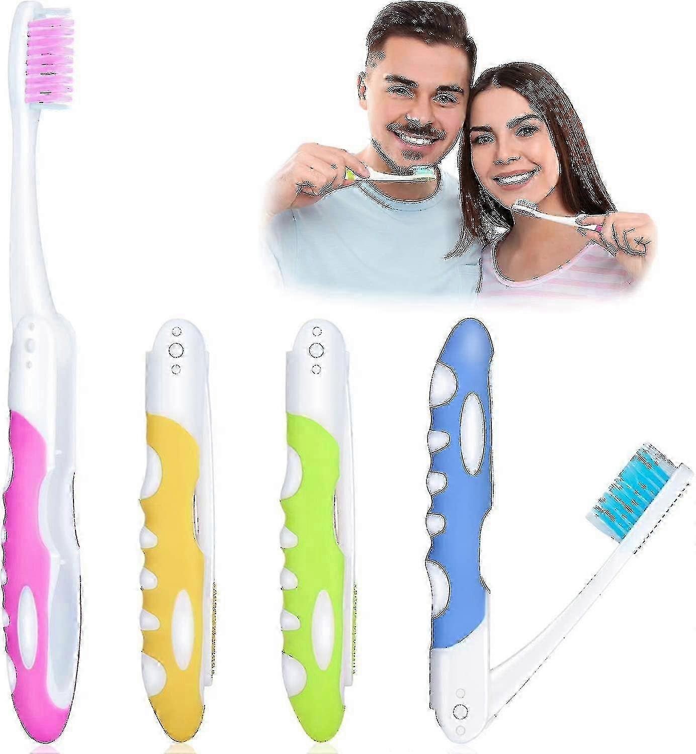 4 Pieces Portable Soft Toothbrushes with Soft Bristles for Sensitive Teeth Ideal for Travel and Convenient Use