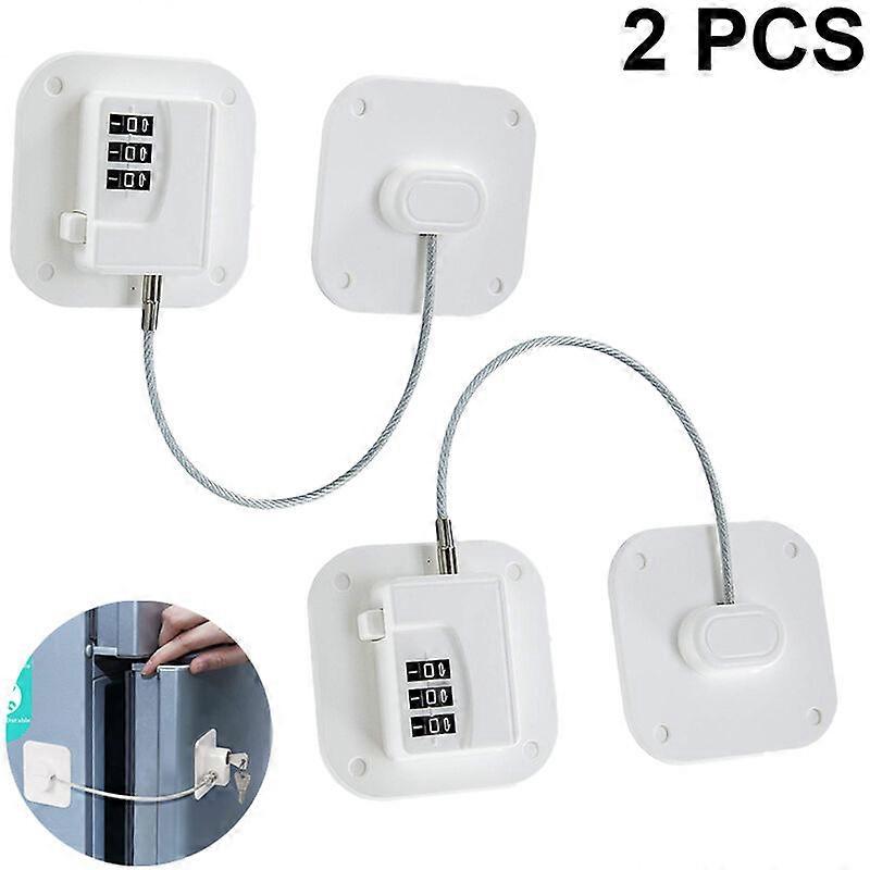 Refrigerator lock - 2 drawer lock - security lock - ABS - white - with 3-digit digital code - easy installation and use