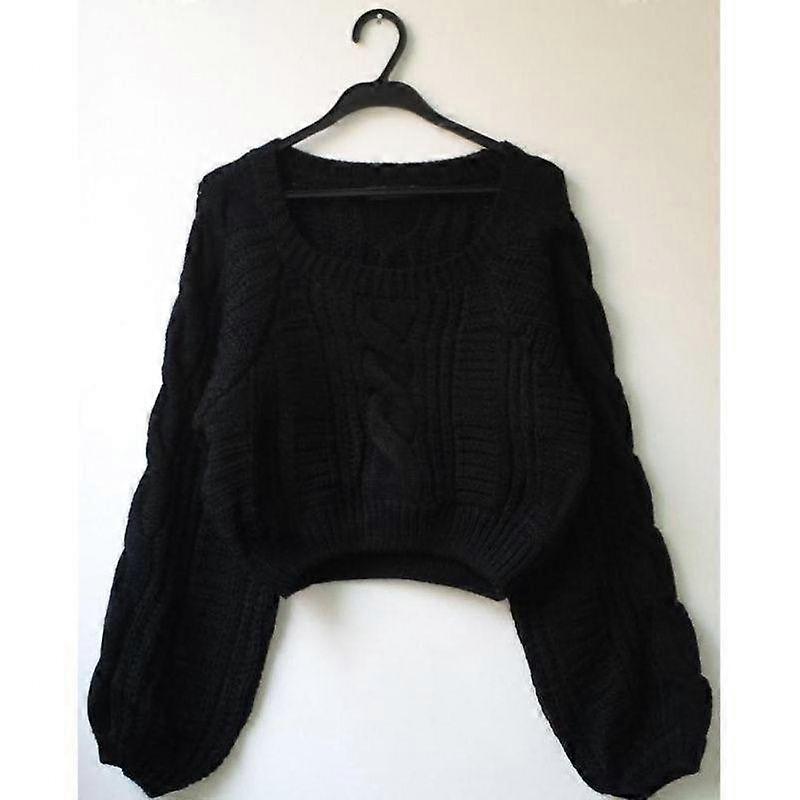 Spring and Autumn Women's Fashion Short Pullover Solid Color Sweater