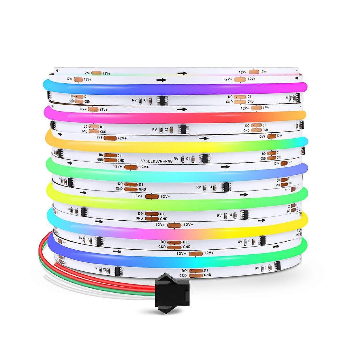 WS2811 RGBIC COB LED Strips RGB Running Dreamcolor Chasing,Flowing Mode Addressable Bright Normal Led Lights for Room Decor 12V