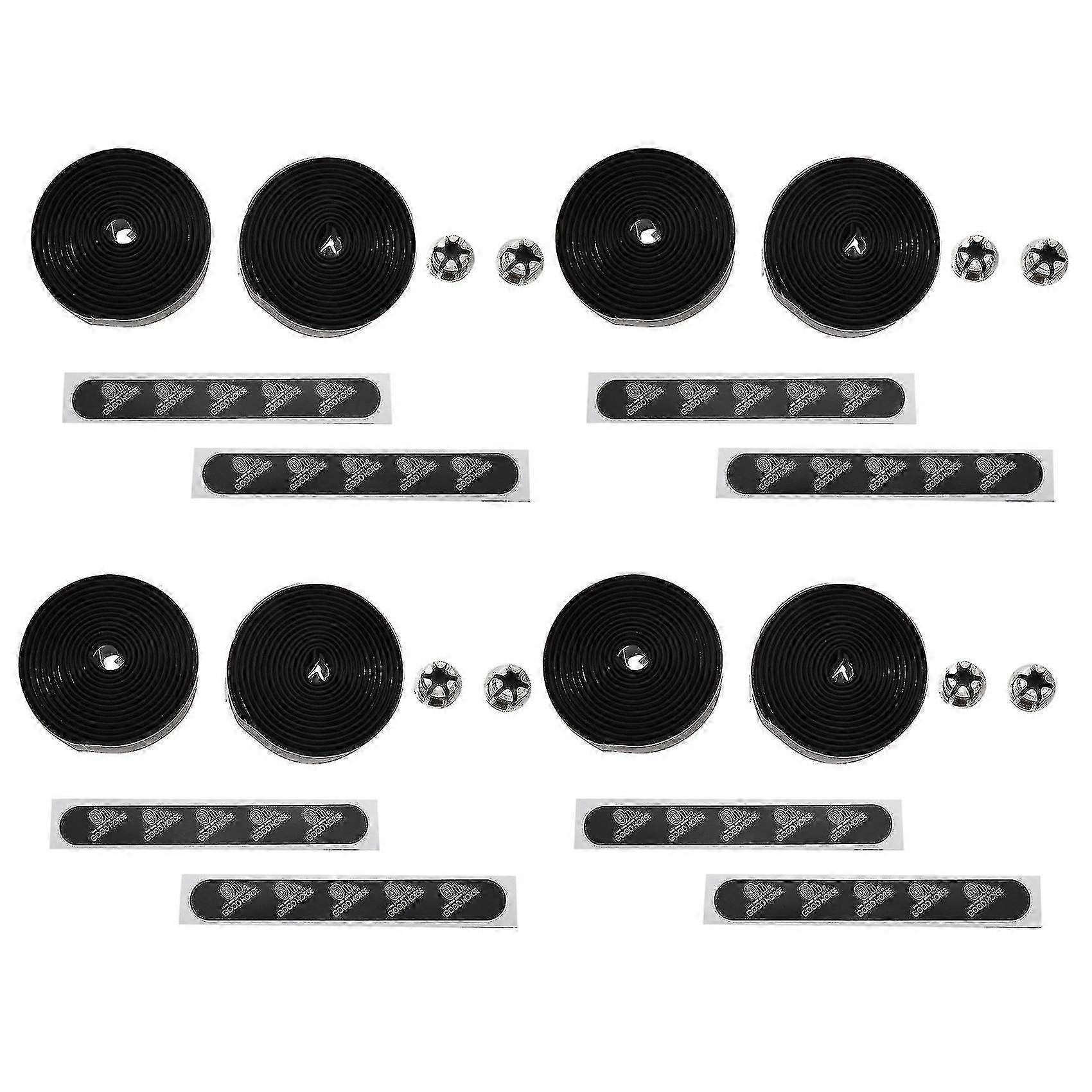 4x Black Mesh Non-slip Waterproof Bicycle Handlebar Tape Soft Eva Sponge Leather