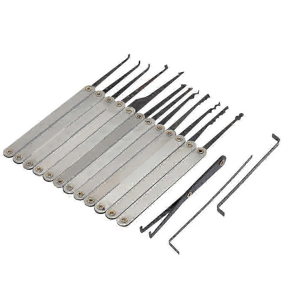 15個入りステンレス製ロックピックセット、レンチ&キーエクストラクター付き