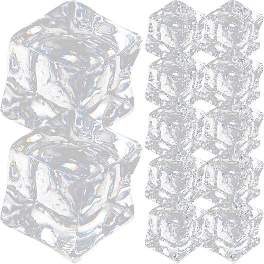 Clear Fake Ice Cubes for Training Transparent Plastic Decorative Cube Props 60Pcs