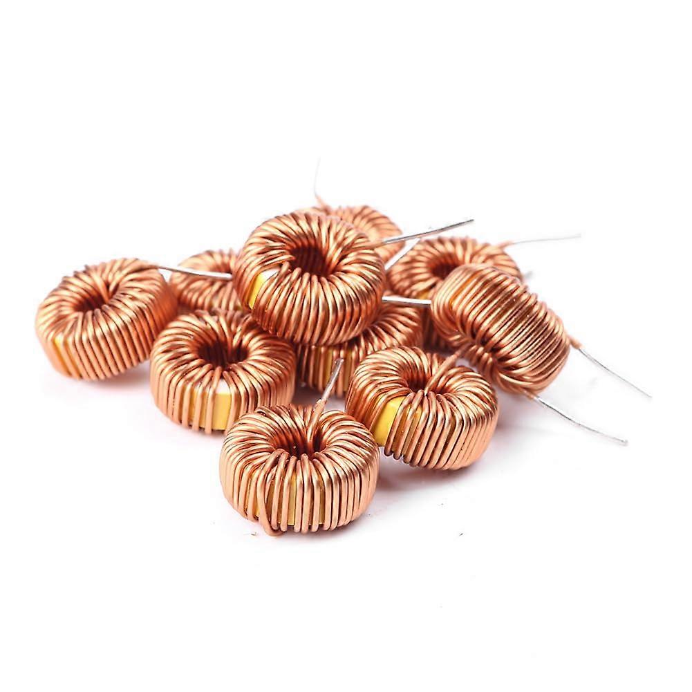 10 pieces 100uH 6A toroidal cores vertical magnetic common mode inductors wire wound winding coil brass tone