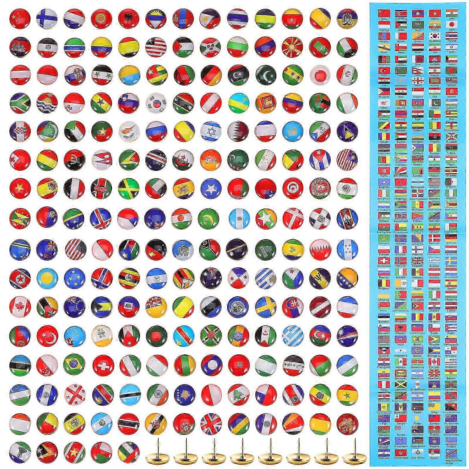 2025 200 Pcs Flag Pins Creative Push Pins Thumb Tacks Creative Thumb Tacks Country Map Push Pins Map Thumbtacks
