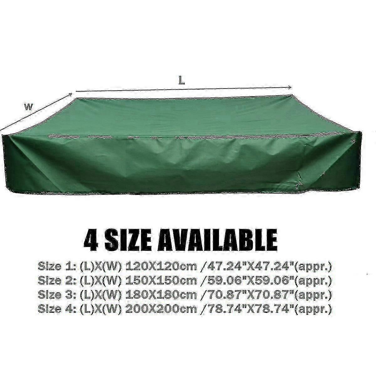 Waterproof Cover for 150x150 cm Sandpit, UV Protection 70% for Oxford Sandpit with Drawstring, Green Color, Ideal for Various Brands
