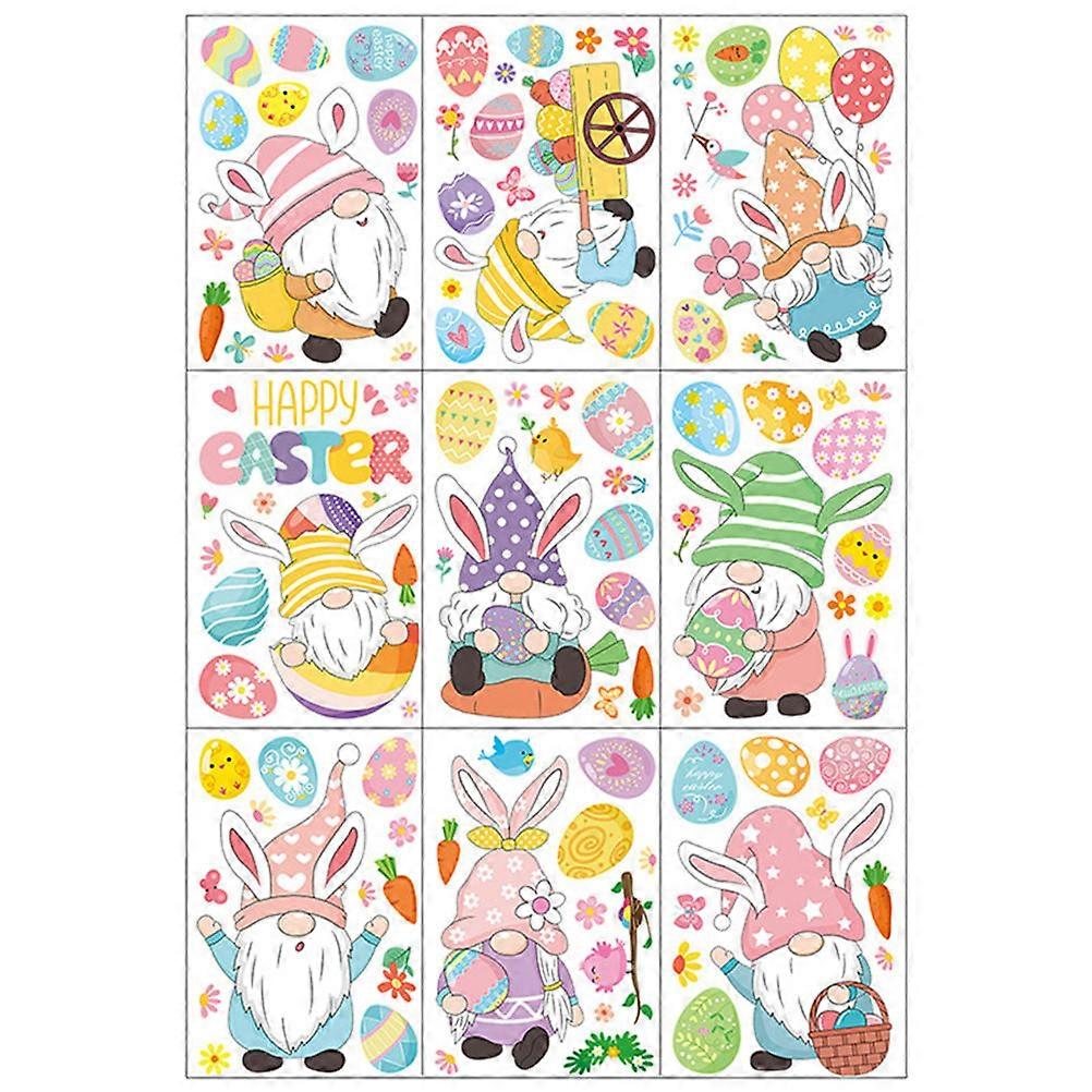 Removable No Residue Wall Stickers Easter Egg Gnomes Decals Window Clings Glass Decor 30x20cm Multi 1 Set