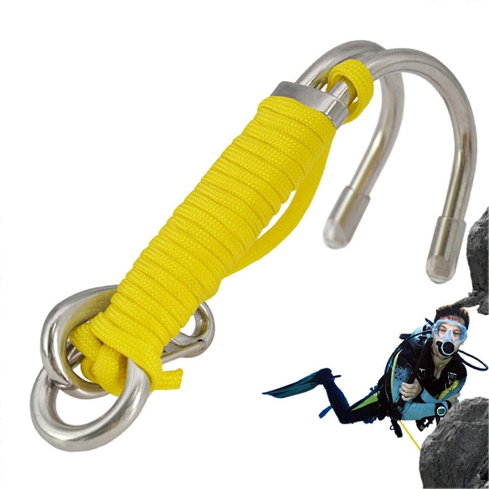 Double Reef Hook Diving Hook With Yellow Safety Rope For Underwater Photography