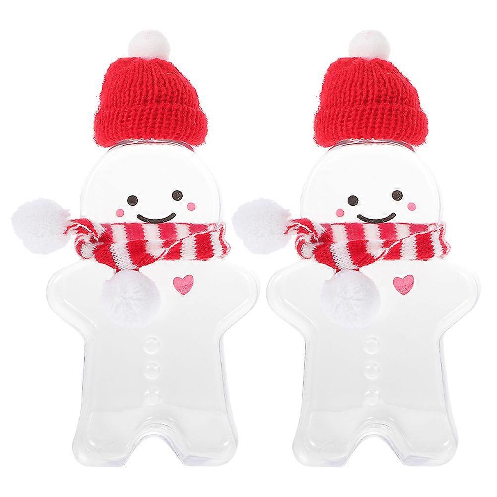 Gingerbread Man Drinking Bottle Family Gatherings 500ml Transparent Color Beverage Containers 2 Sets