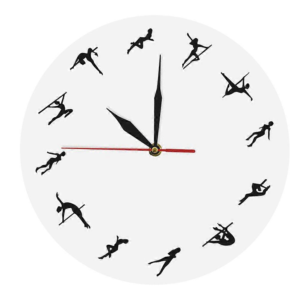 Creative Wall Clock Pole Dancing Theme Time Display Living Room Decor Square White 1Set