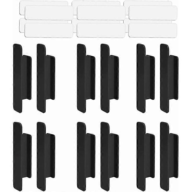 12-piece plastic door knobs, self-adhesive handles, adhesive door knobs (black)