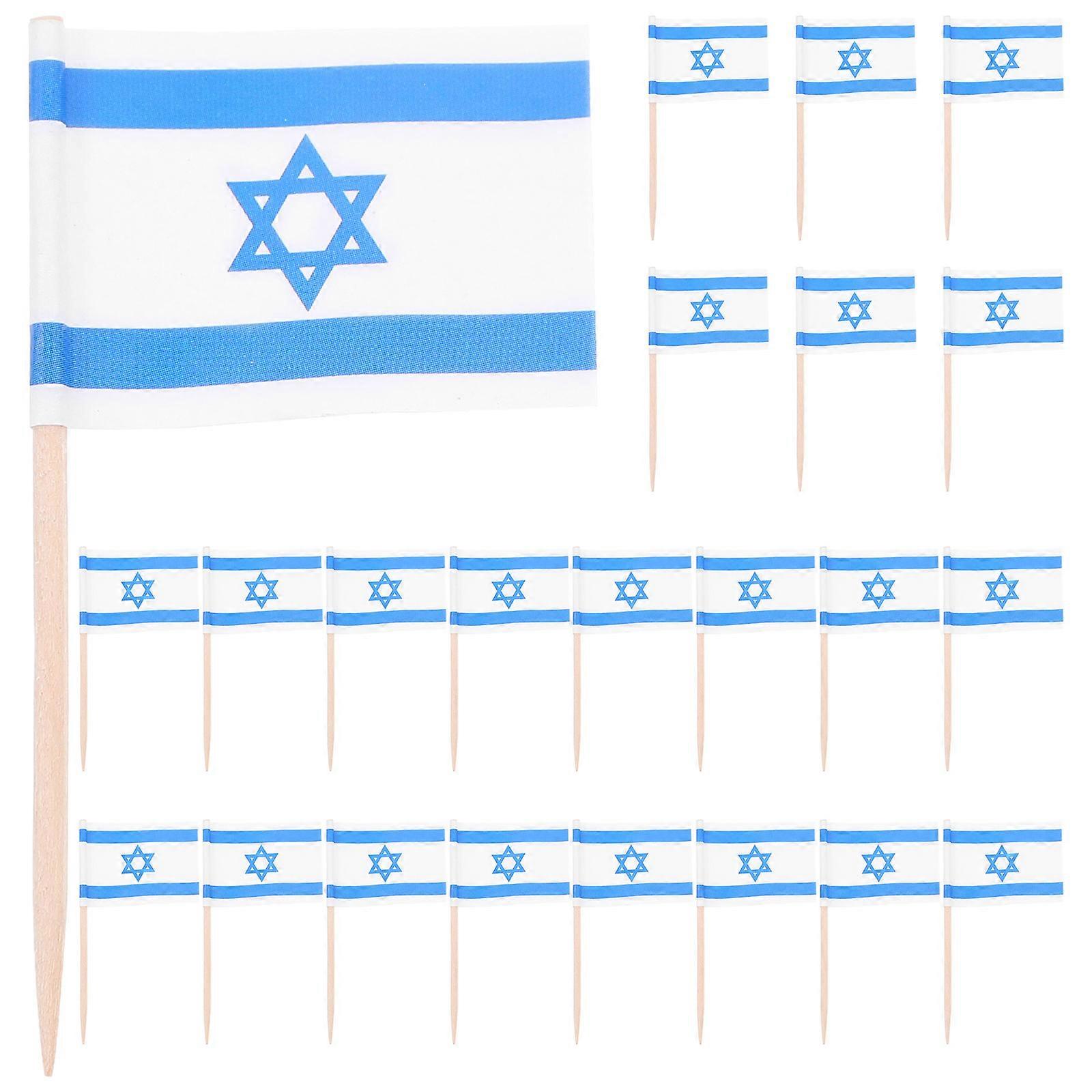 Holiday Toothpicks for Appetizers Israel Flag Picks Multi Color Food Decoration Party Accessory 3.5 x 2.5 x 6.5 CM 100Set
