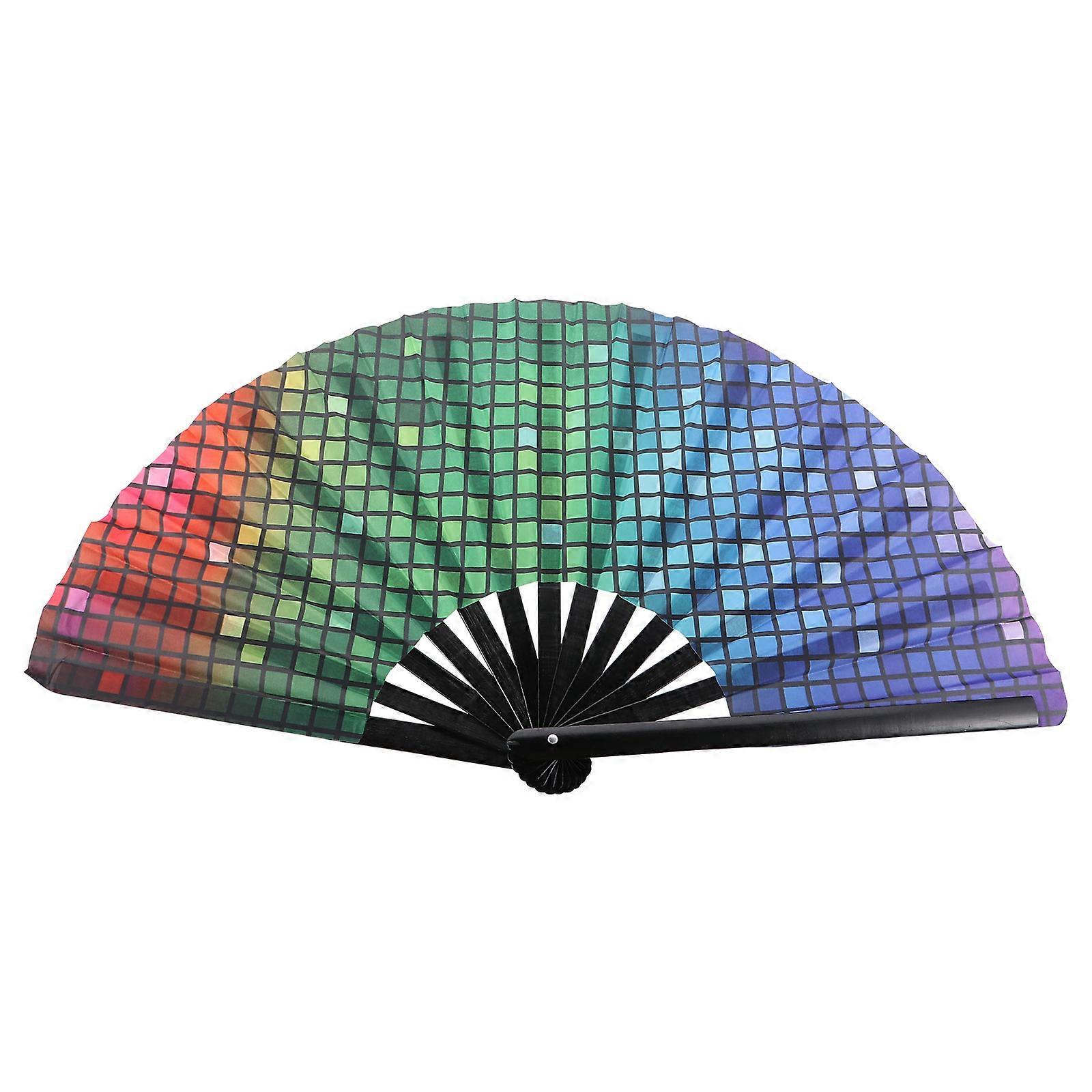 Cooling Folding Fan Summer Occasions Japanese Style Fans Wood Polyester Assorted Color 35x64cm 1Pack
