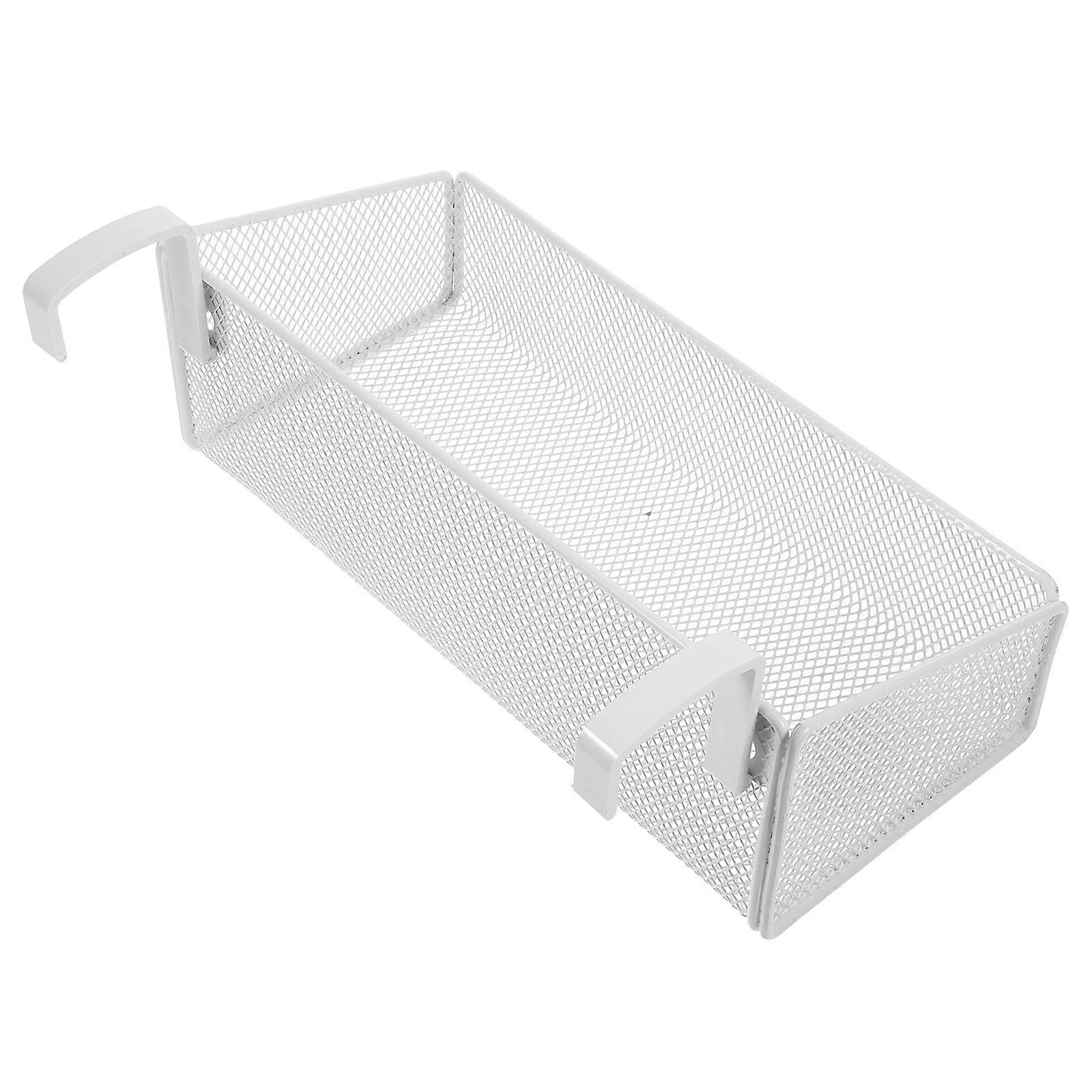 Dormitory Desk Hanging Basket Iron Material White Color Rectangular Shape Simple and Delicate Style 27.00X12.00X9.00CM 1Pack