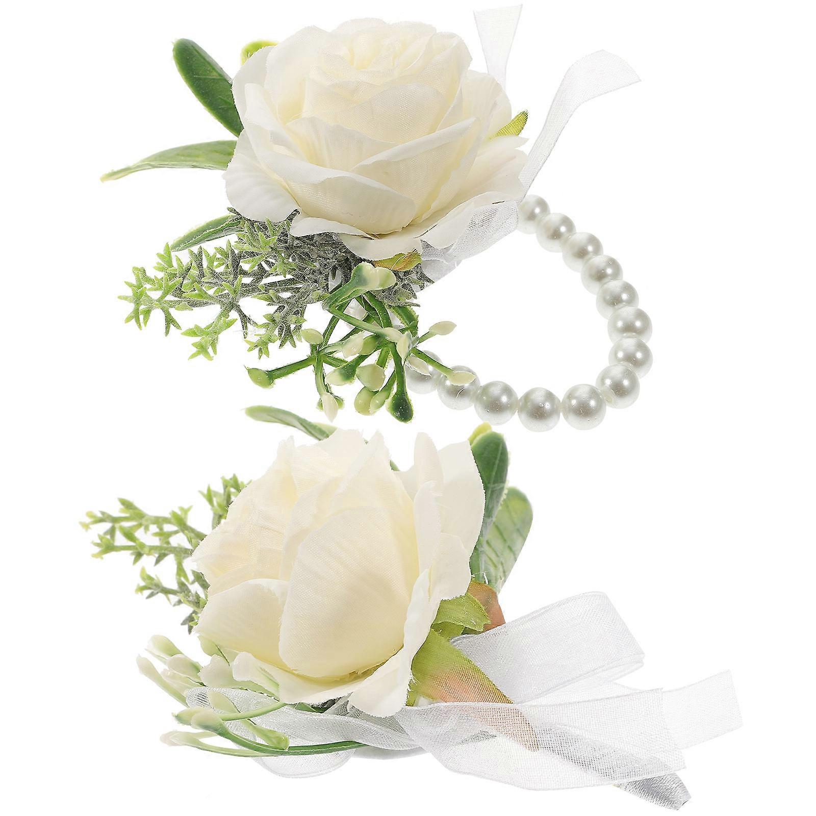 Elegant Handmade Bridegroom Corsage with Pearl Decor – Wedding Wrist Flower for Rustic, Beach, and Themed Ceremonies
