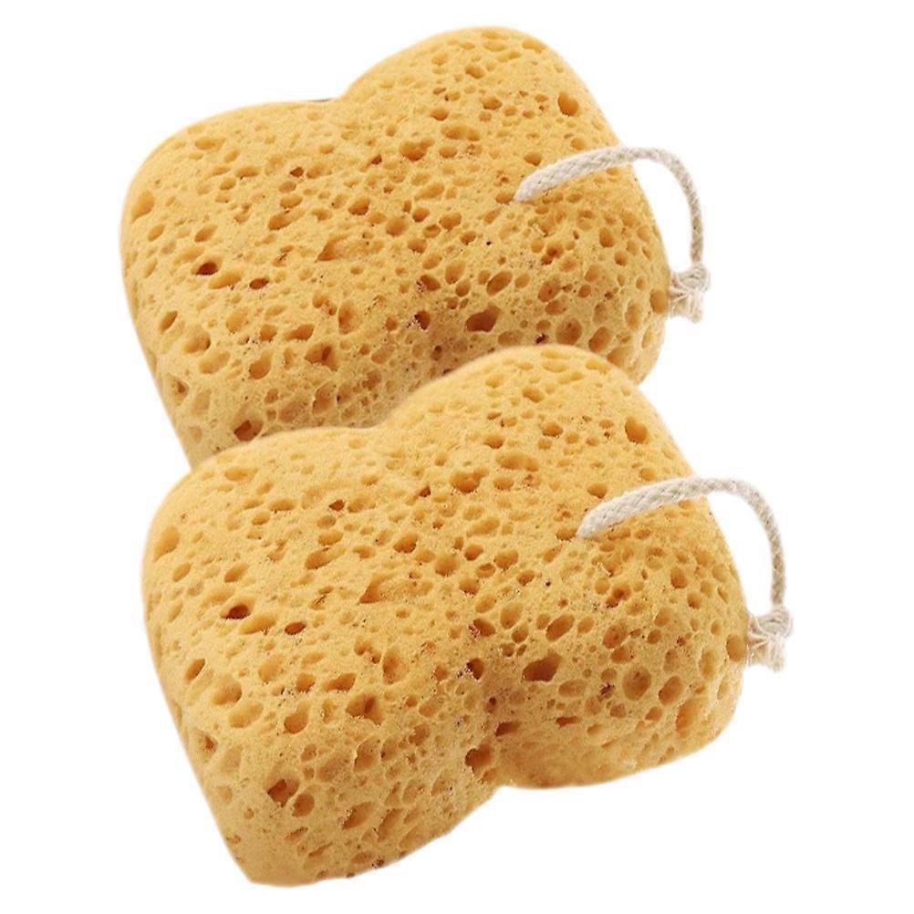 Sponge Loofah Honeycomb Sponge For Shower And Bath Exfoliating Light Brown 13.50X12.50X6.00CM Soft and Comfortable 2Pcs