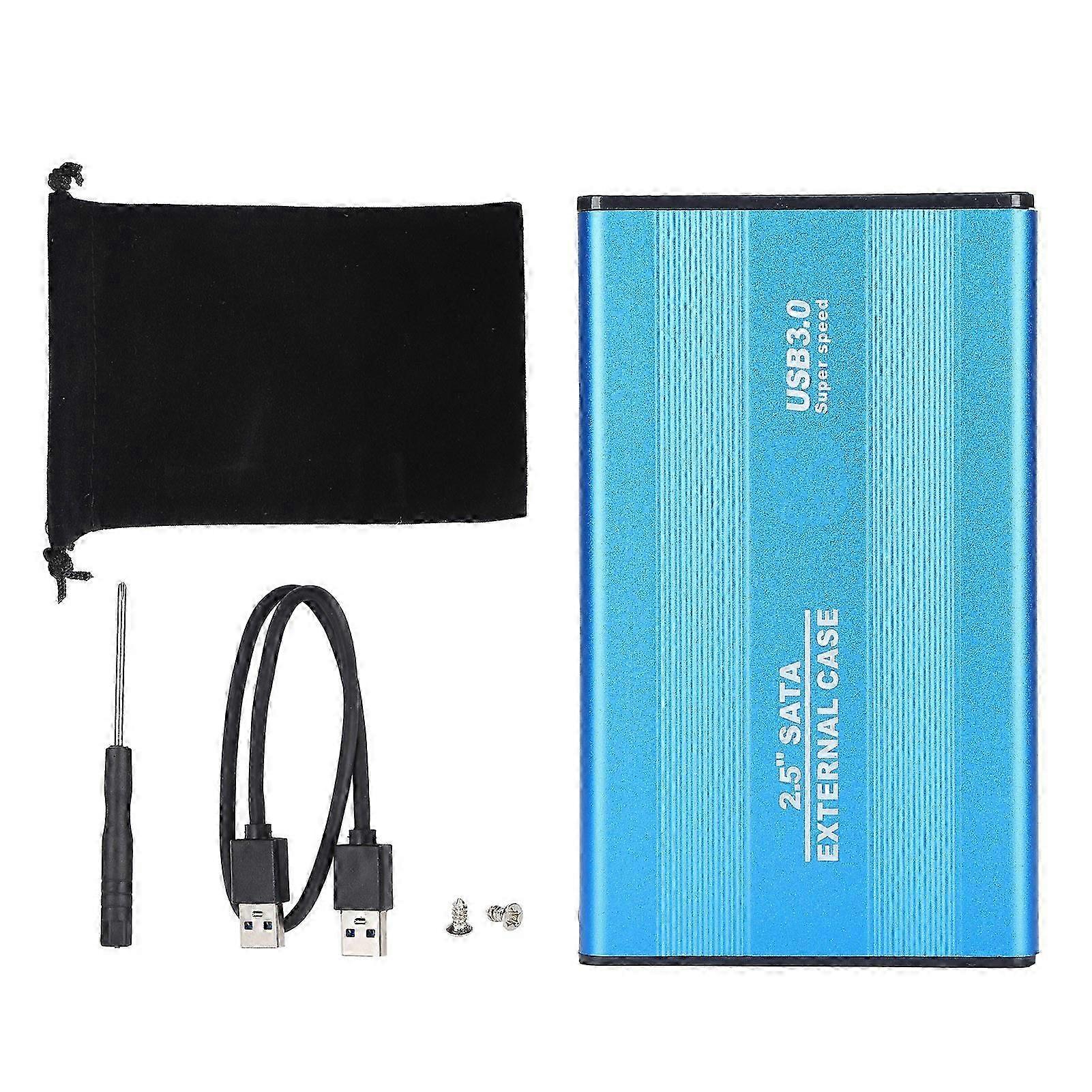 HDD Enclosure Plug Play 3TB USB3.0 SSD Hard Disk Box for Laptops/OS X External Data StorageBlue