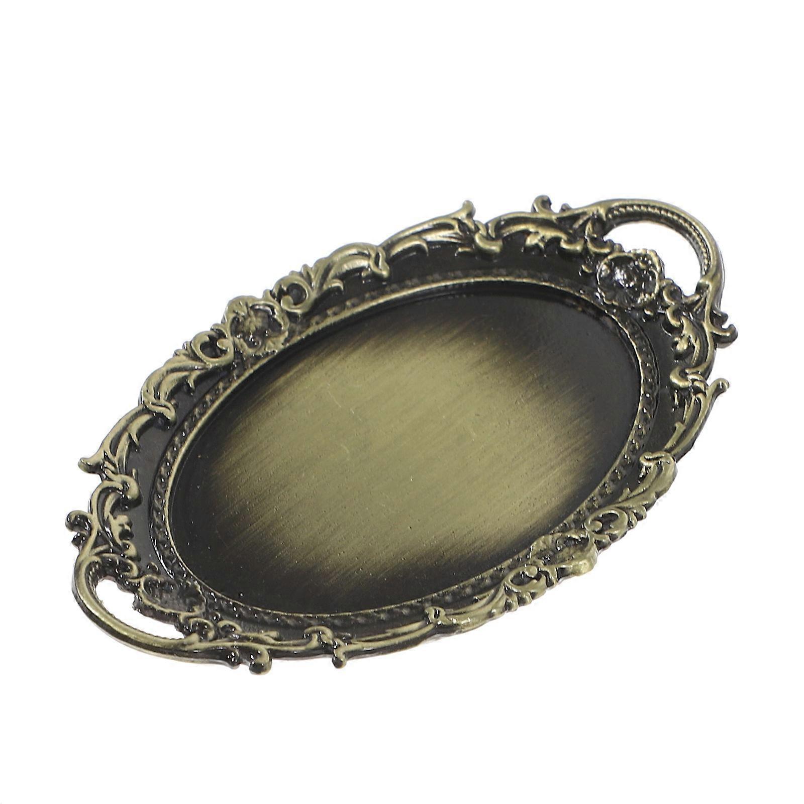 Mini maison de poupée sushi assiette pièces maison miniature plaque décorative modèle maison de poupée accessoires ovale doré 1Pcs