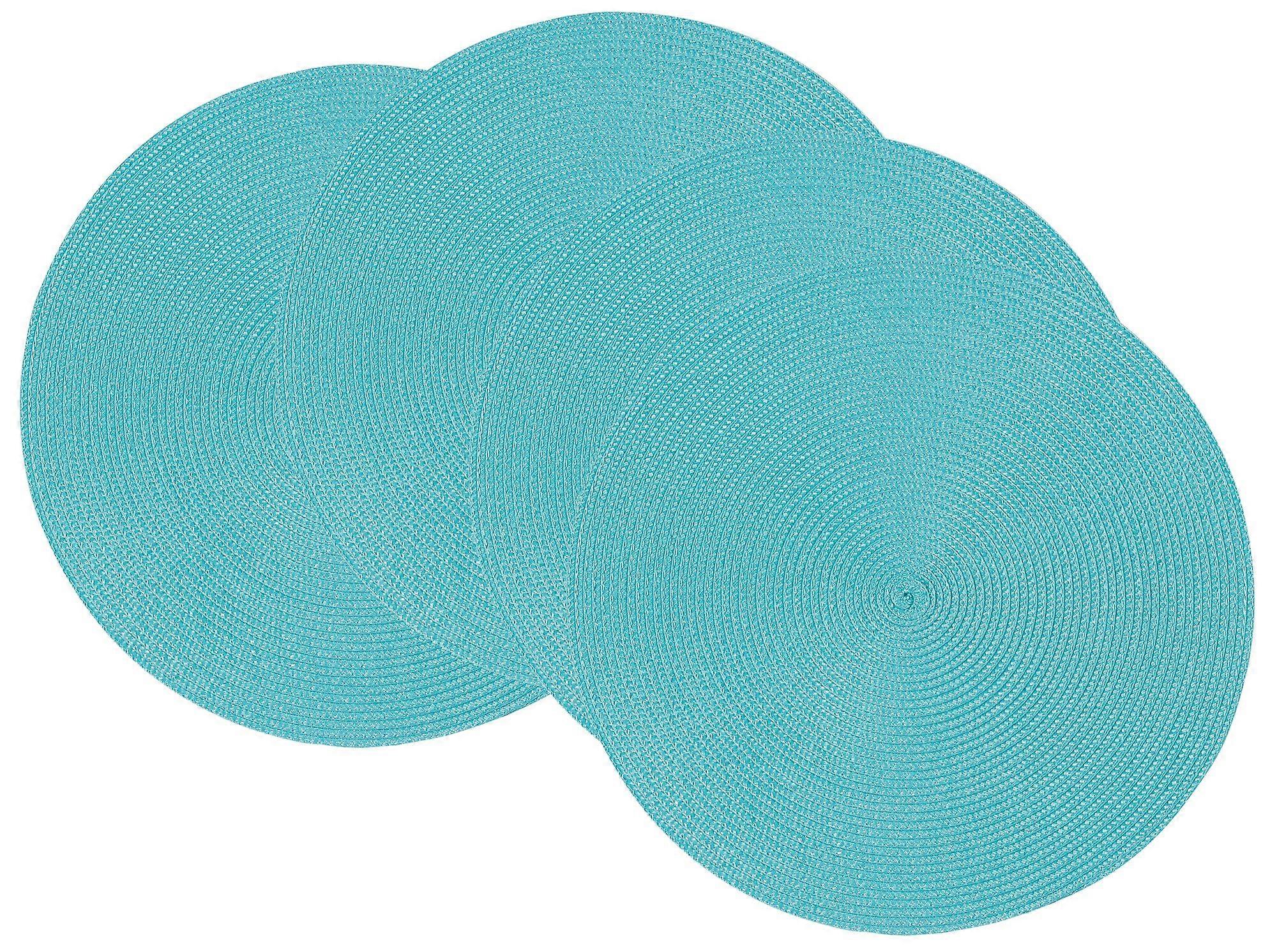 Round Placemats Set of 4, Turquoise Round Table Mats, Durable Non-Slip Material, Ideal for Dining and Decor