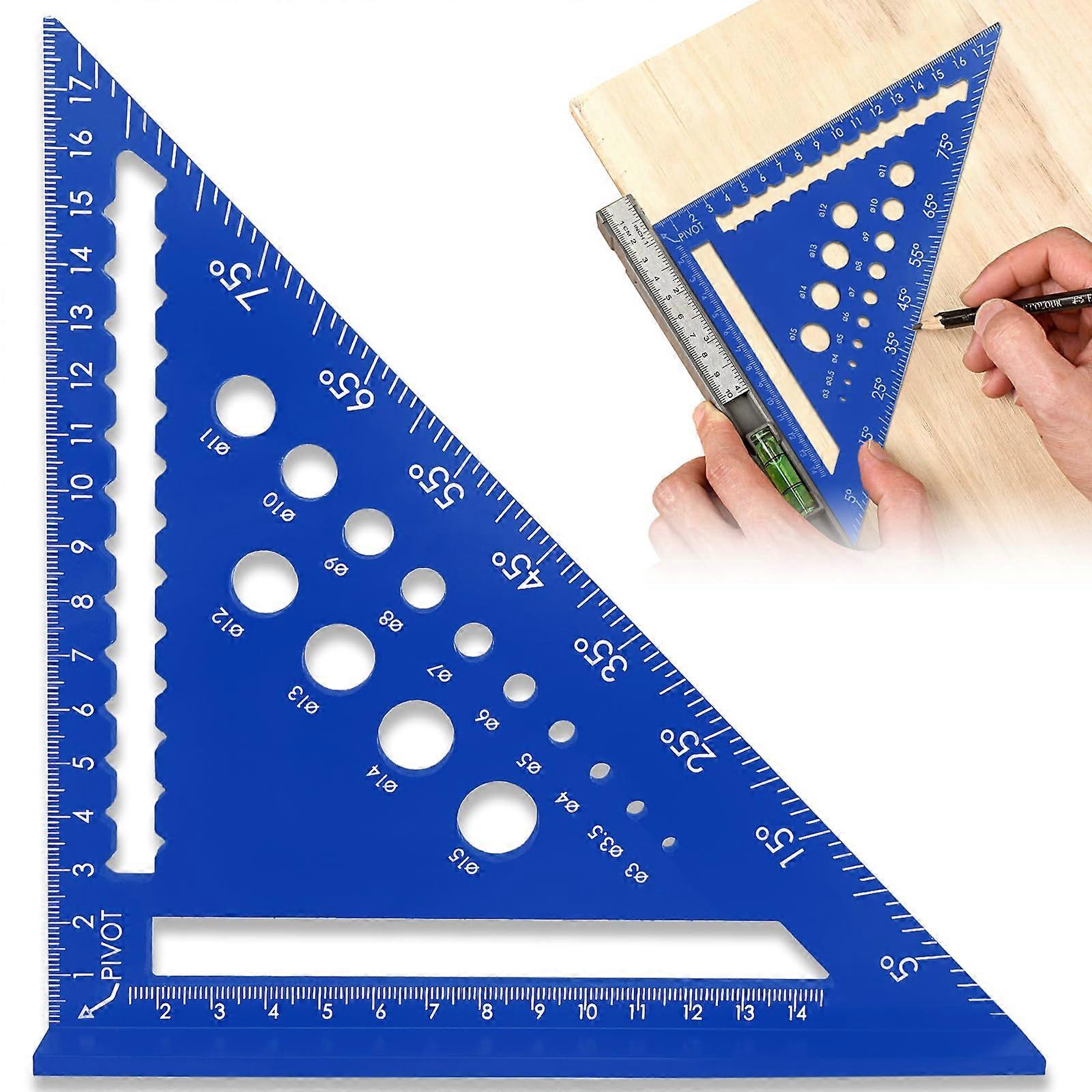 180mm Carpenter Square, 45 90 Degree Carpenter Angle Protractor (Blue)