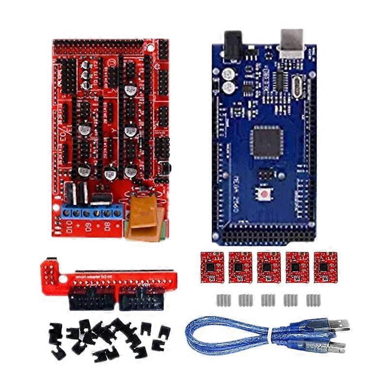 Upgraded 2560 R3 3D Printer Control Board Kit + Ramps 1.4 Driver 4988 (Red) with heatsink