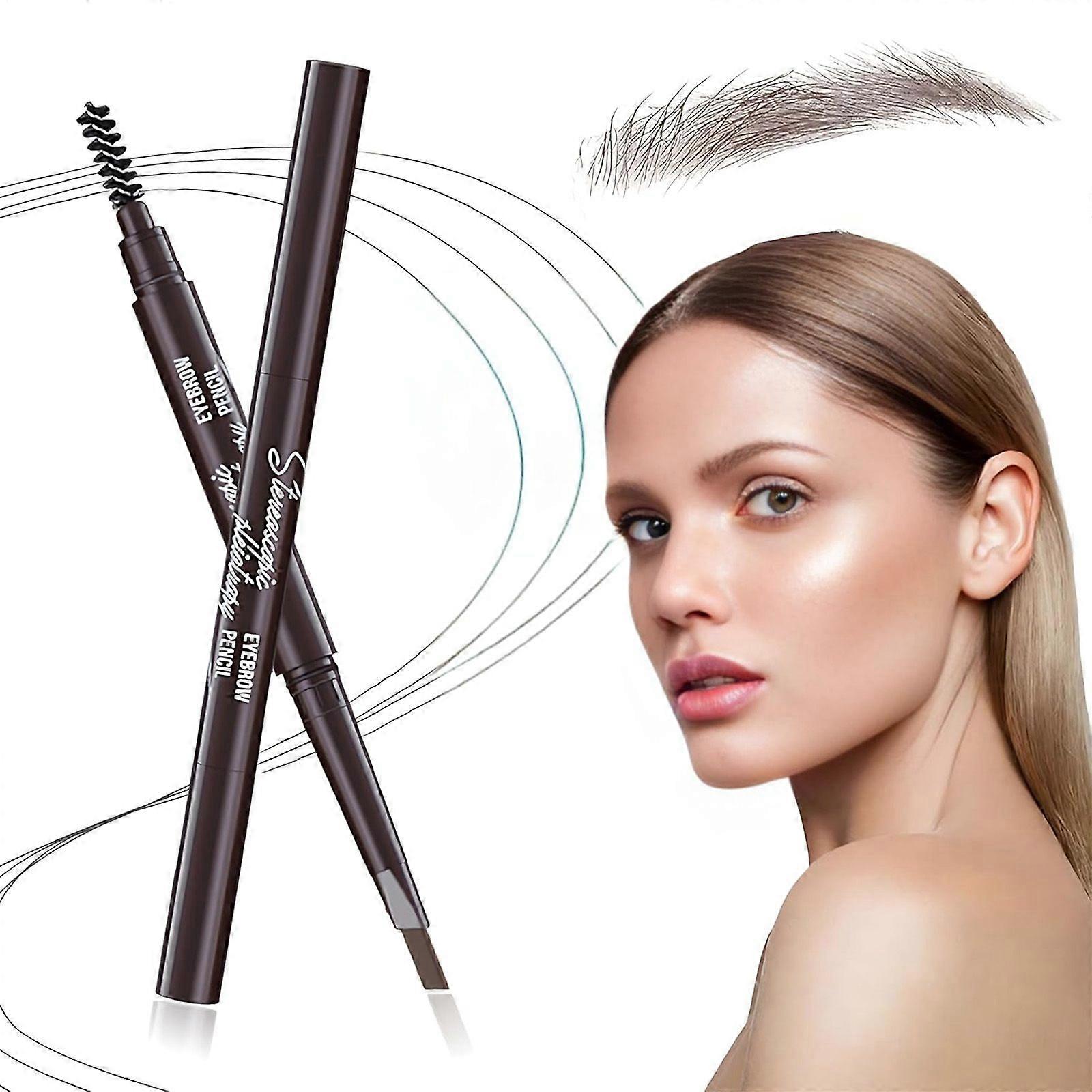 Dark brown double-ended eyebrow pencil Beginner's practice eyebrow pencil with eyebrow brush and refill Waterproof For filling, defining, shaping, sha