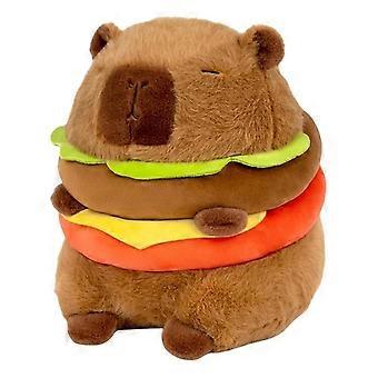 Peluche realistico a forma di hamburger di capibara, simpatico cuscino di peluche a forma di capibara, morbido hamburger Foo