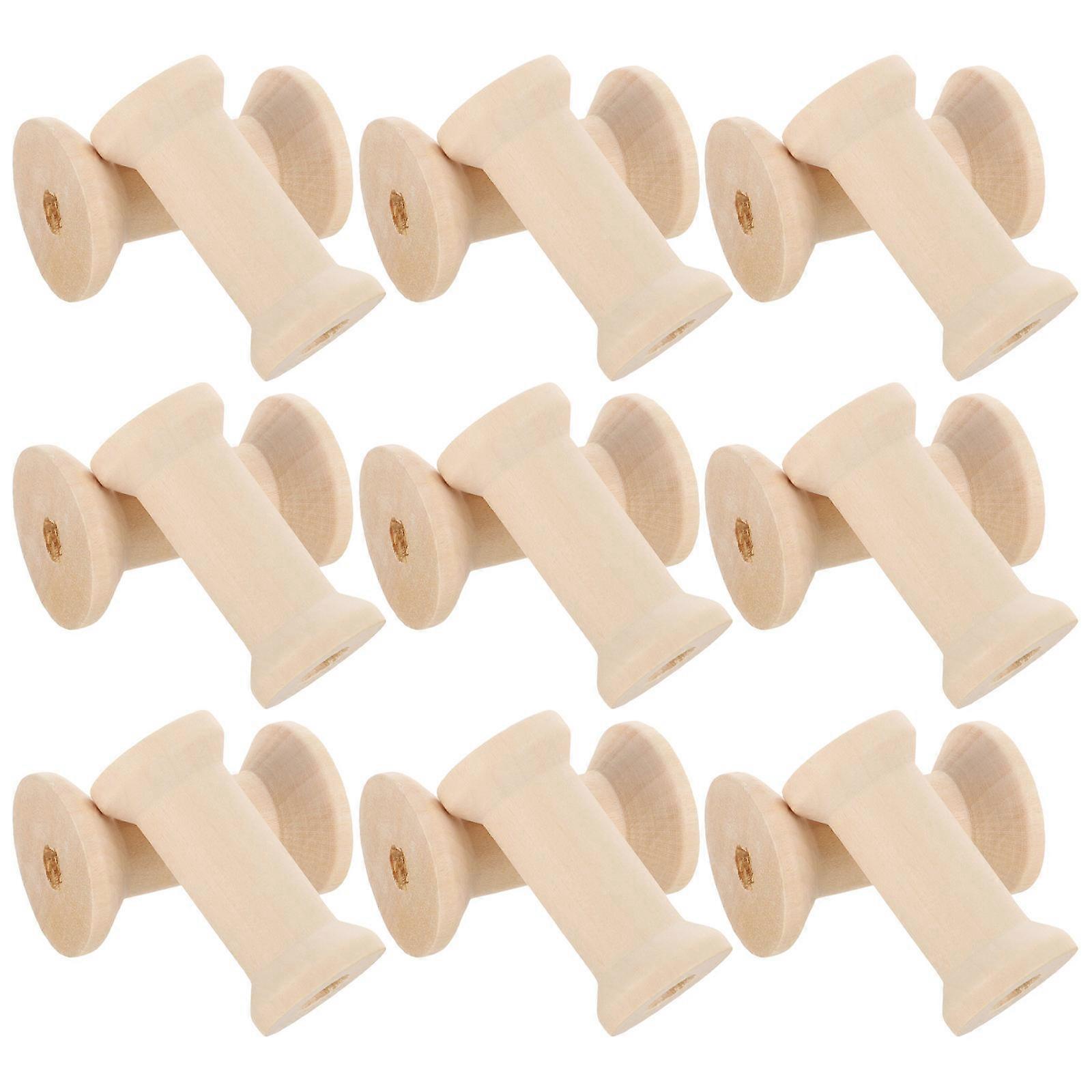Ribbon Spools Empty Wooden Spools Unfinished Thread Spool For Diy Projects Craft Supplies 40Pcs