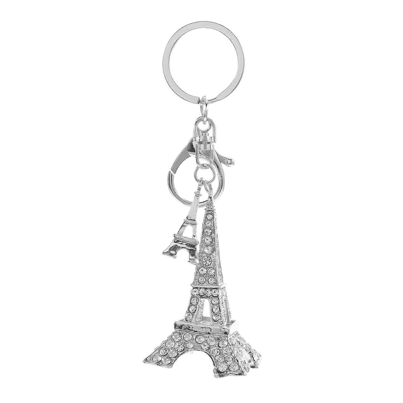 Silver Eiffel Tower Keychain Accessory for Hanging Keys