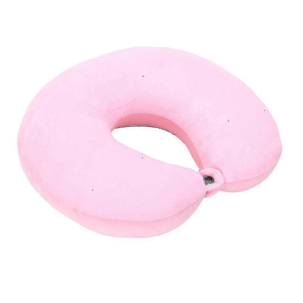 U Şekilli Seyahat Yastığı Parçacıkları Boyun Araba Uçak Yastıkları Yumuşak Yastık Ev Açık Tekstil-pembe
