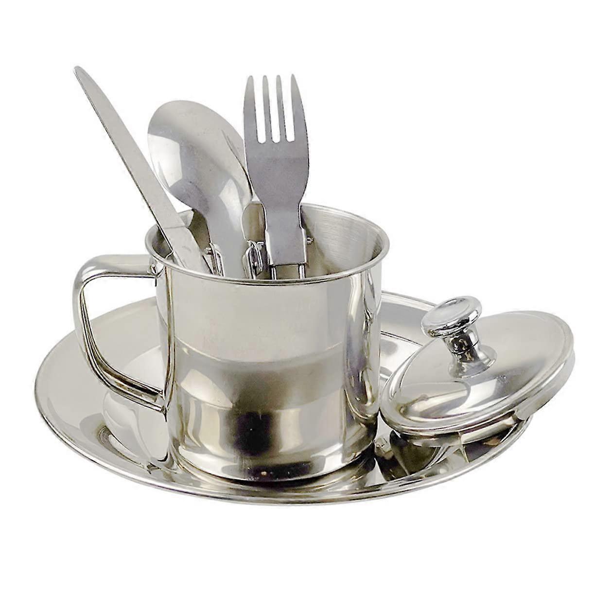 1Person Camping Tableware Set, Portable Cookware Set with Cutlery and Plates for Picnics and Travel, Durable