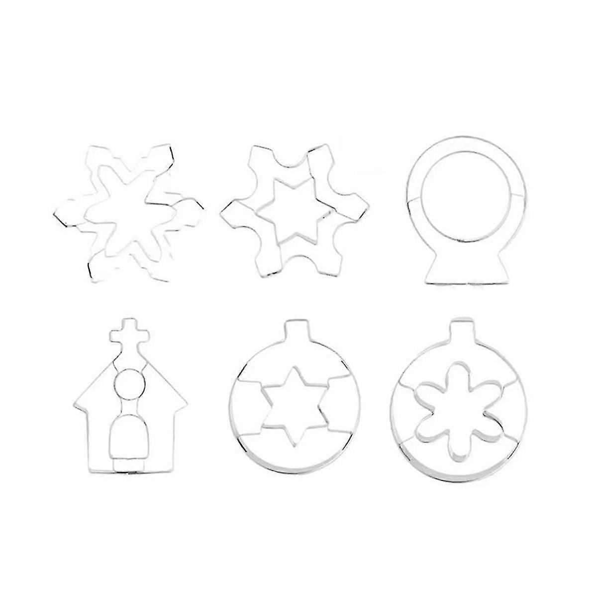 Holiday Cookie Cutters Set Snowflake Shape 6 Pieces Embossed Baking Tools for Boys and Girls