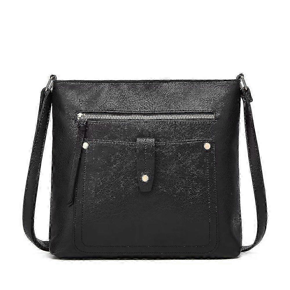 Axelremsväska Crossbody Läder Fyrkantig Väska Enkelt Mode för damer