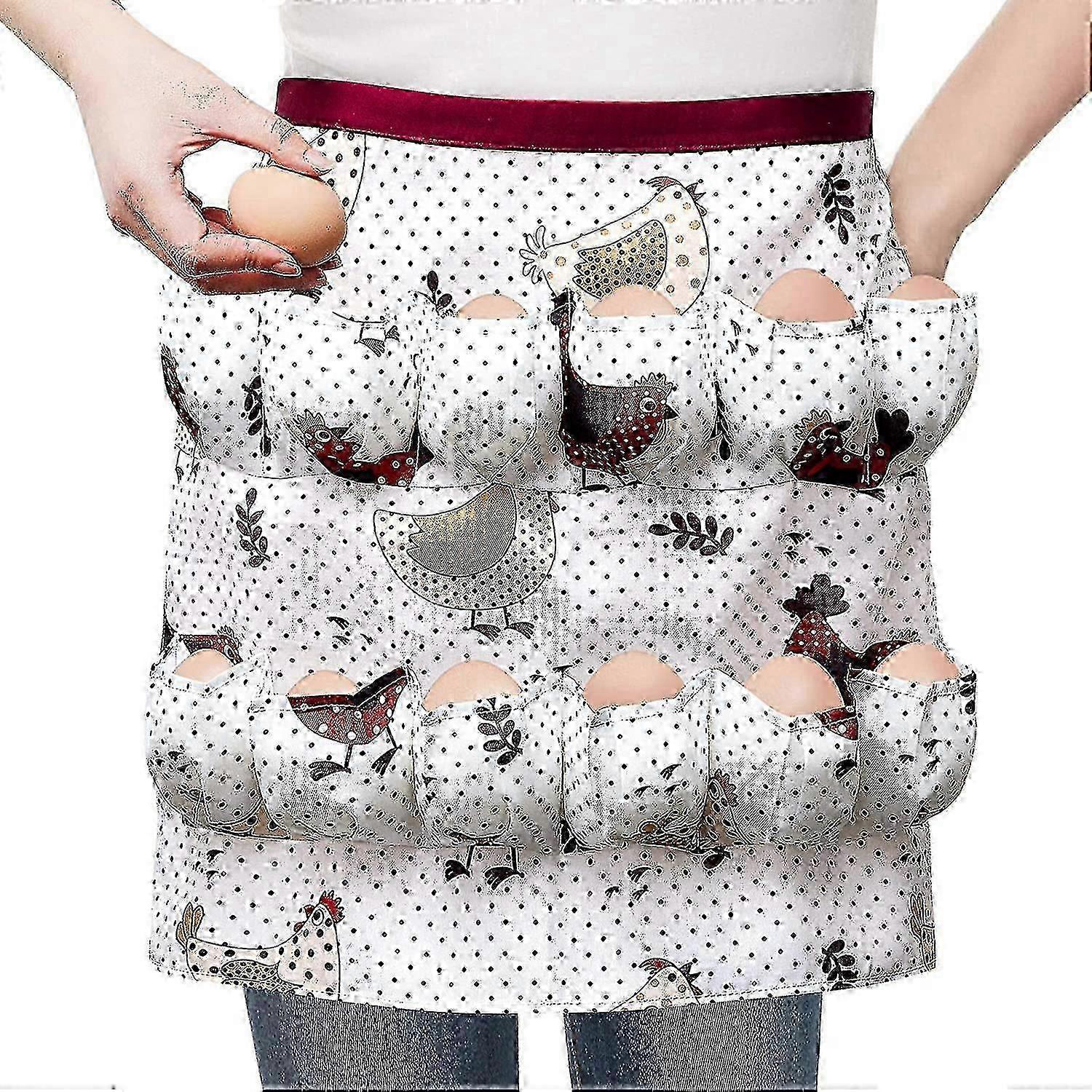 Egg Collecting Apron with Deep Pockets for Fresh Chicken, Duck, and Goose Eggs