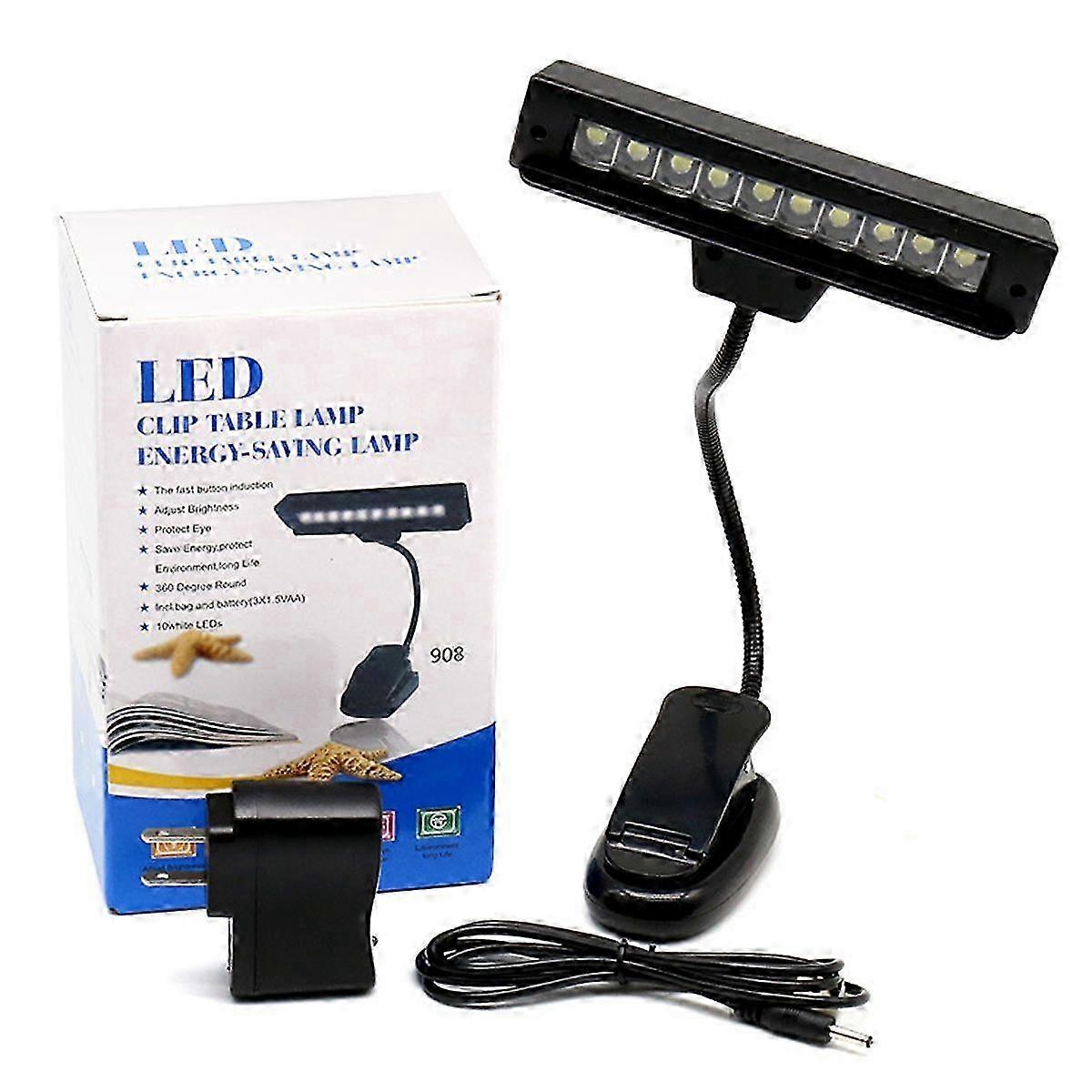 Portable 10 LED Clip on Music Stand Clamp Light for Bedroom Desk Reading AC 110V ~220V