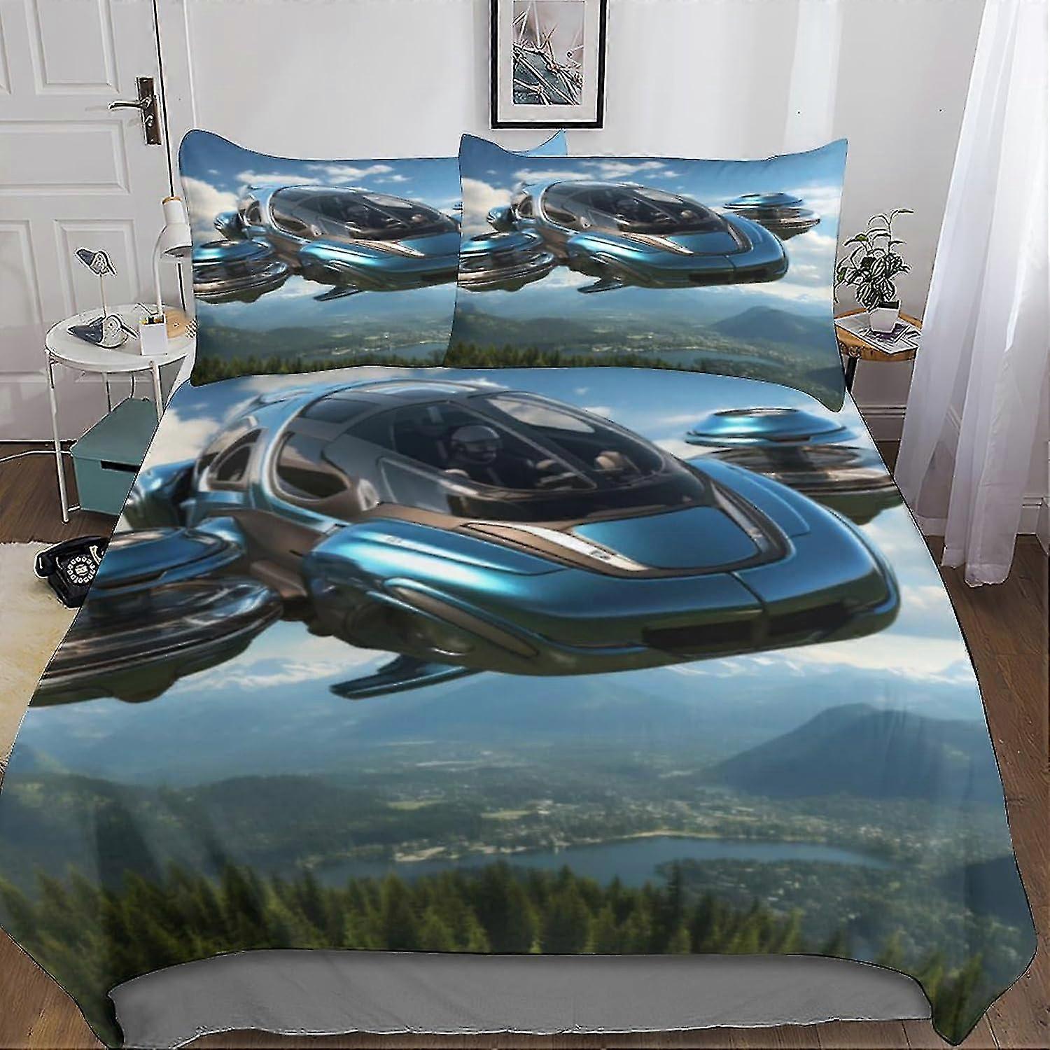 Luxury 3D Cars Effect Comforter Set for Children and Adults with Pillowcases
