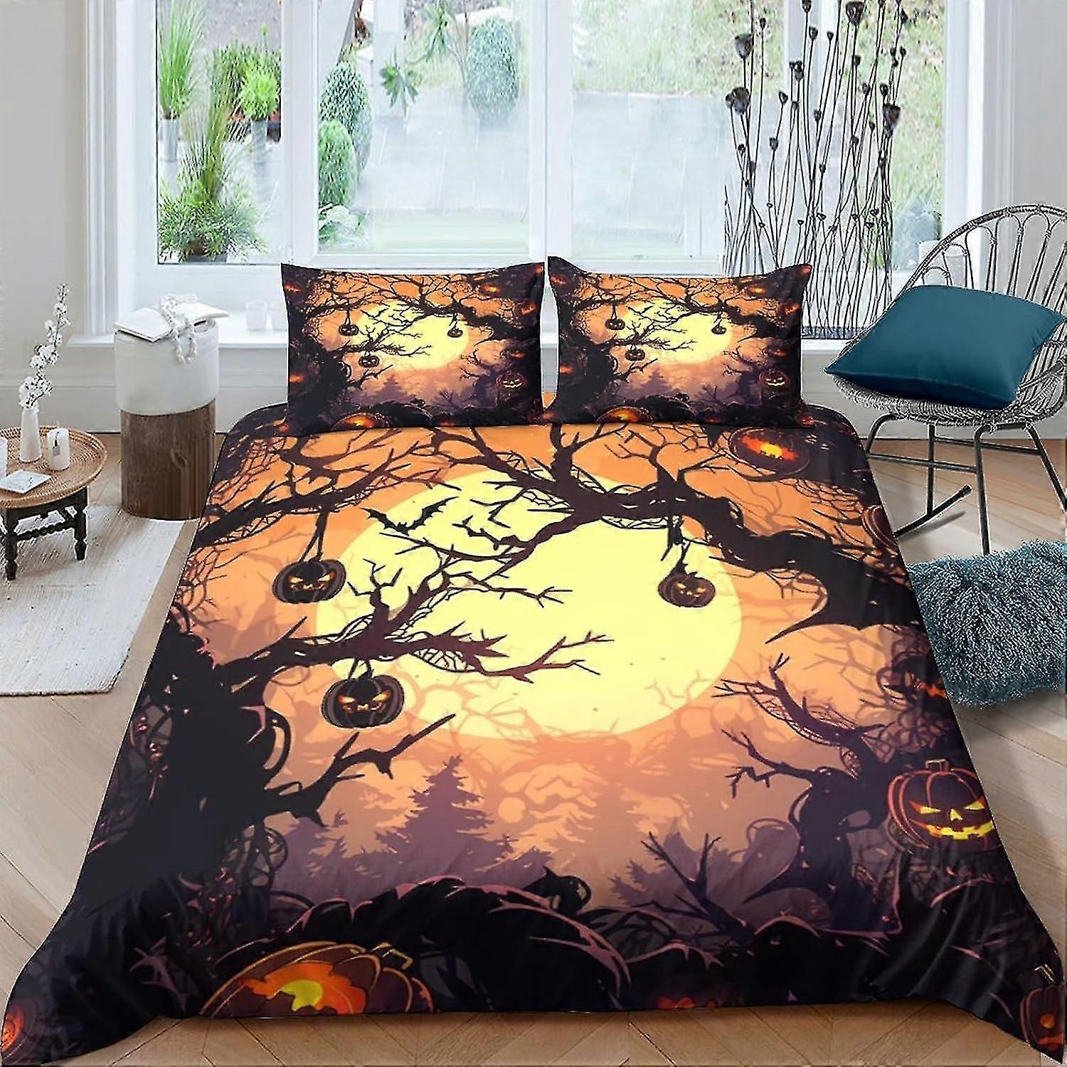Pumpkin Duvet Cover Set for Bedding D��cor, Ultra Soft Microfiber with Hidden Zipper, 3 Pieces